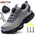 Rotating Button New Safety Shoes Men Anti-smash Anti-puncture Work Shoes Fashion Men Sport Shoes Security Protective Boots Men.