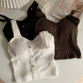 Women's Y2K Cropped Tops with Bra Pads Summer Corset Korean Suspenders Vest Sexy Camisole Slim New. 