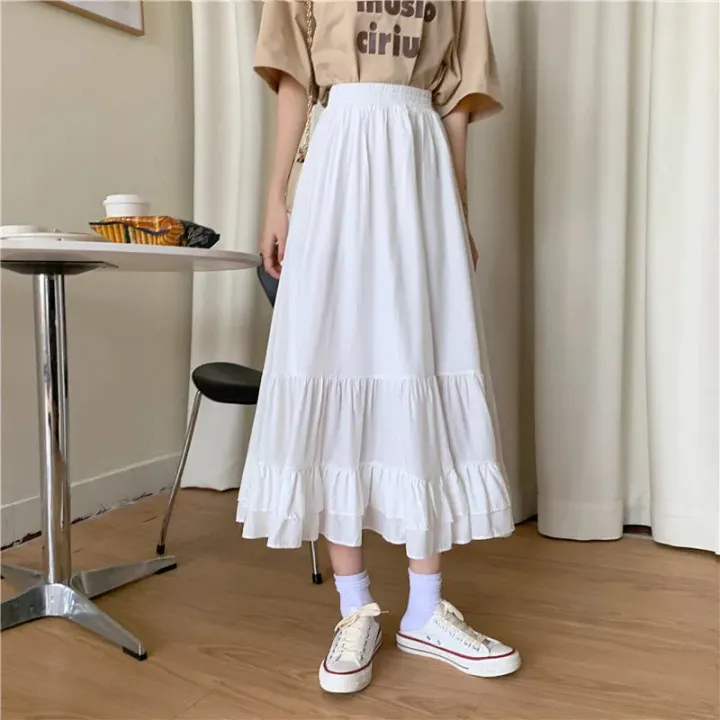 Casual%20Vintage%20Women%20Skirt%20Matching%20Chic%20Lady's%20White%20Skirt%20Sweet%20Girl's%20Cake%20Skirt%20Elastic%20Waist%20A-Line%20Mid%20Length%20Flare%20Skirt%20-%20Image%206