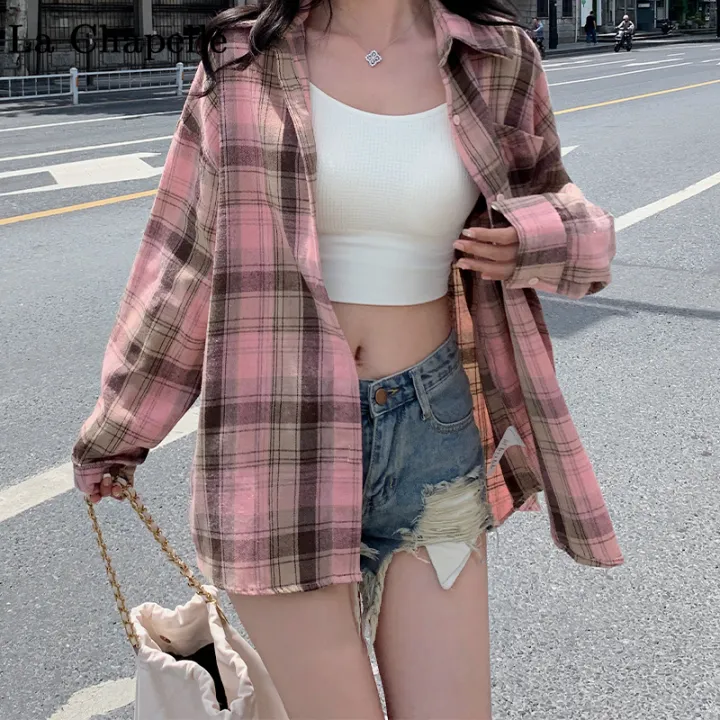 Plaid%20Shirt%20for%20Women%20Button%20Down%20Long%20Sleeve%20Collared%20Check%20Shirt%20Jacket%20Schoolgirl%20Casual%20Weekend%20Outfit%20Spring%20Summer%202026%20-%20Image%202