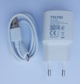 Tecno 18W Genuine Charger with Type C Cable, EU Plug, Fast Charging. 