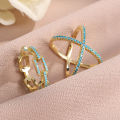 ZAKOL New Turquoise Zircon Finger Ring Set for Women Men Exquisite Original Design Engagement Party Jewelry .