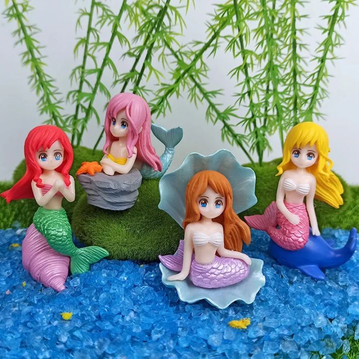 Aquarium Decoration Beautiful Mermaid Figurine Fish Tank Ornaments DIY Cake Decor Desk Craft Accessories Miniature Figurines