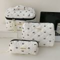 Fashion Cherry Tote Women Makeup Bag Portable Cute Ladies Cosmetic Toiletry Storage Pouch Handbag Cotton Quilted Zipper Bag.