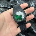 Arabic Aura Watch – Carbon Fiber Look Body with Sleek & Modern Design - White X Green. 