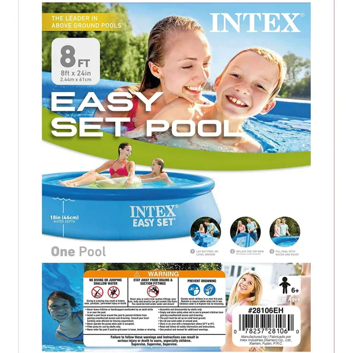 INTEX%20Easy%20Set%20Inflatable%20Above%20Ground%20Portable%20Outdoor%20Family%20Swimming%20Pool%208Ft%20X%2024%20-%20Image%205