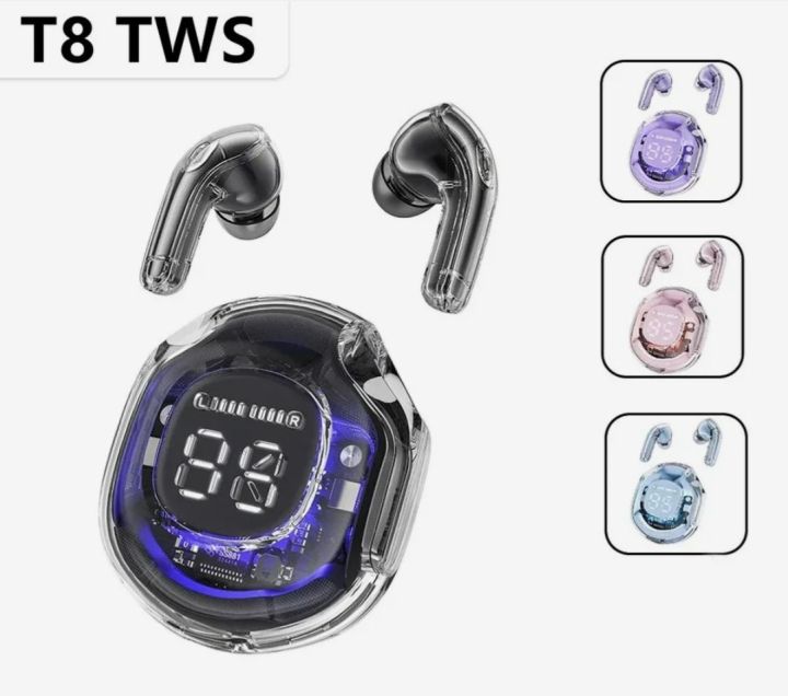 TWS Airpods T8 Airbuds wireless headset Transparent Air pods Air Buds
