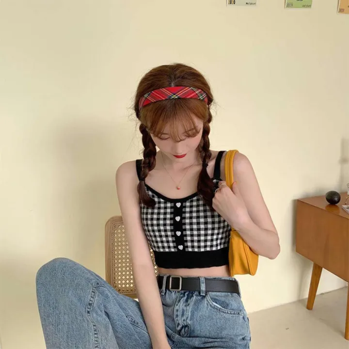 Summer%20New%20Fashion%20Women%20Plaid%20Crop%20Buttons%20Camis%20Knitting%20Cute%20Tank%20Tops%20Ladies%20Sleeveless%20Solid%20Crop%20Tops%20-%20Image%202