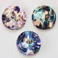 Scaramouche Balladeer Wanderer Genshin Round Badge Lapel Pins for Backpacks Briefcase Laser Brooch Clothes .