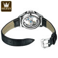 OLEVS 6661 Full Transparant Skelton Flywheel Automatic Mechanical Men's Watch Leather Strap Luxury Brand Original Man Wristwatch. 