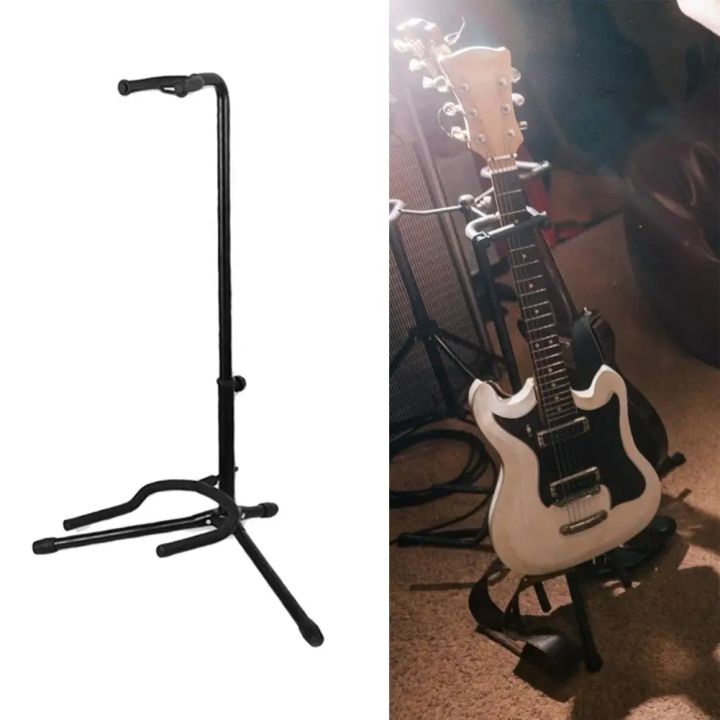 Metal Guitar Floor Stand Holder Foldable Folk Guitar Bracket Portable Lute Bass Rack For