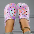Garden Clogs Comfortable Women's Tie-dye Pattern Clogs, Slip On Lightweight Two-way Wear Clogs, Non-slip Summer Beach Slides 666.
