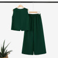 Summer Pants Sets ZANZEA Office Women Oufits Elegant Sleeveless Vests Tops Wide Leg Trousers Suits 2PCS Solid OL Work Tracksuit. 