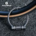 ROCKBROS Portable Bicycle Lock Ultra-Light Steel Cable Bike Lock 4-Digit Password PVC Waterproof  Steel Password Lock MTB Road. 
