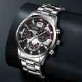 2pcs Luxury Mens Silver Quartz Watch With Stainless Steel Bracelet Men Fashion Business Casual Watch Luminous Clock. 