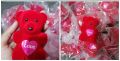 Cute teddy bear for gift boxes, cake toppers, decorations, / 4 inches mini keychain teddy bear in red color/ plastic and velvet material/ Beautifull cute mini teddy bear/ only in red color. 