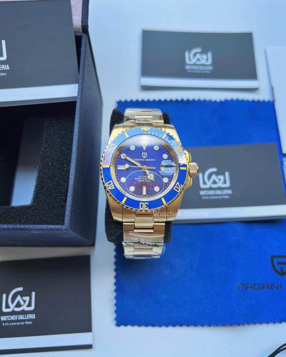 Pagani Design PD1661 | PD-1661 | Pagani Design Submariner Gold Blue | Pagani Submariner | Submariner Watch | Pagani Design Gold Watch | Pagani Gold Watch | Gold Watch | Blue Watch