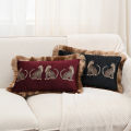 BUYNOW 1PC Luxury Leopard Print Tassel Lace Pillowcase No Pillow Core for Living Room Bedroom Sofa Cushion Cover Decoration.