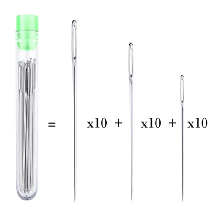 30pcs%203%20Sizes%20Large%20Eye%20Sewing%20Needles%20Cross%20Stitch%20Knitting%20Needle%20Handmade%20Leather%20Embroidery%20Thread%20Needle%20Sewing%20Accessory%20-%20Image%206