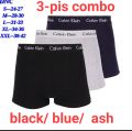 3 pis. Cotton Boxer. best quality. Men Underwear. Black/blue/ash. 