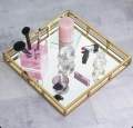 Mirror Vanity Tray, Gold Perfume Tray Makeup, Jewelry and Bathroom and serving tray. 