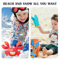 Children's beach toy, lobster, dinosaur toy clip, male and female crab foot pliers, robotic arm, beach dredging shovel set. 