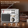 Retro All-Band Radio with Wireless Audio Connectivity, Solar & Multi-Mode Charging, Long-Lasting Battery & Multiple Play Modes. 