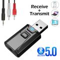 USB Bluetooth 5.0 Transmitter Receiver Mic 3 in 1 EDR Adapter Dongle 3.5mm AUX for TV PC Headphones Home Stereo Car HIFI Audio.
