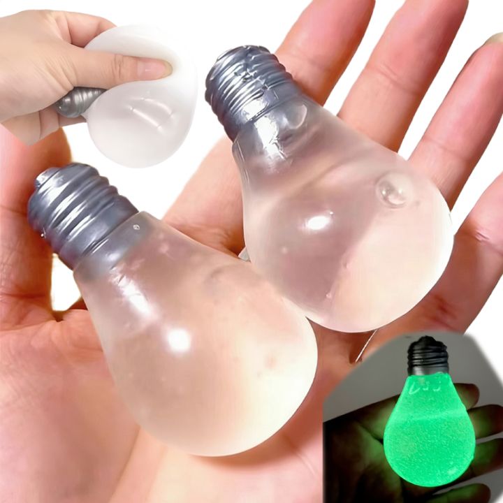 Squishy Light Bulb Maltose Luminous Squeeze Toy Slow Rebound Sensory Fidget Toy Anxiety Relief Novelty Funny Decompression