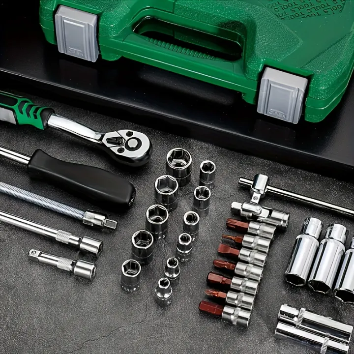 46pcs%20Set%201/4%20Inch%20Drive%20Socket%20Ratchet%20Wrench%20Set,%20With%20Bit%20Socket%20Set%20Metric%20And%20Extension%20Bar%20For%20Auto%20Repairing%20-%20Image%205