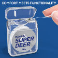 Super Deer Flat Dental Floss Mint PTFE Floss Gentle on Gums Expands & Stretches Plaque Remover for Teeth 55 yd. 