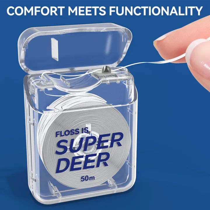 Super%20Deer%20Flat%20Dental%20Floss%20Mint%20PTFE%20Floss%20Gentle%20on%20Gums%20Expands%20&%20Stretches%20Plaque%20Remover%20for%20Teeth%2055%20yd%20-%20Image%205