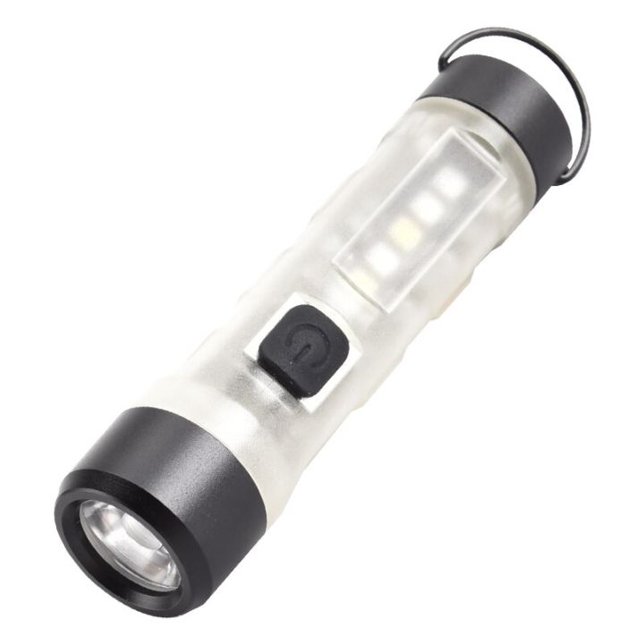 Mini Transparent Keychain Flashlight LED Rechargeable Torch UV Light Portable Camping Hiking Lantern Pocket Key Lamp Magnetic