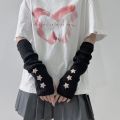 Fingerless Long Wrist Gloves Arm Warmers False Sleeves Knitted Gloves Finger Sleeves Cover Black White Half Finger Gloves.
