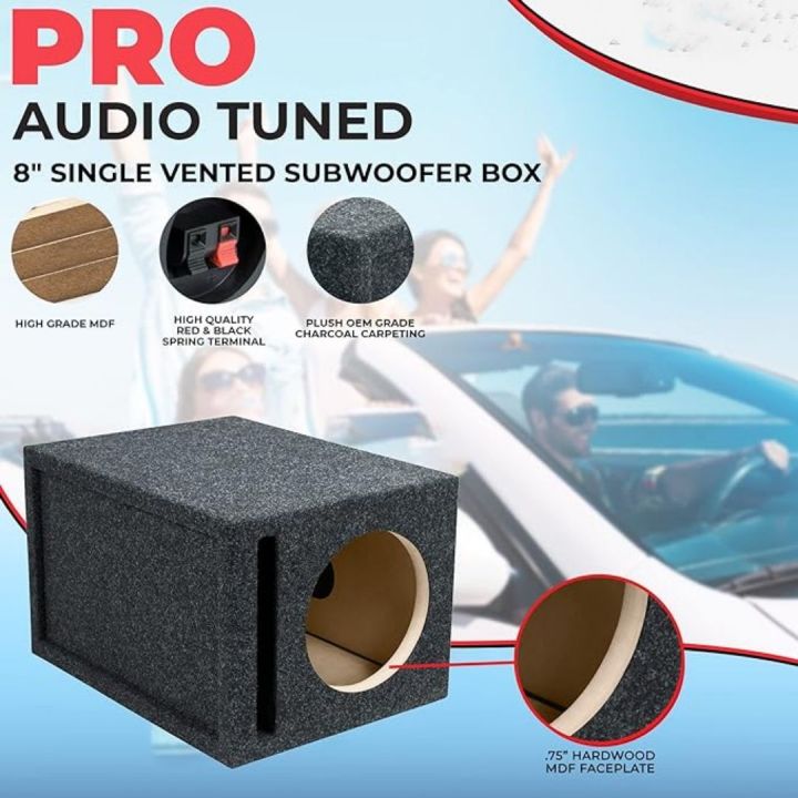 8%20inch%20Vented%20Enclosure%20Carpeted%20Car%20Subwoofer%20Speaker%20Box%20-%20Improves%20Audio%20Quality,%20Sound%20and%20Bass%20-%20High%20Grade%20MDF%20Construction%20-%20Image%204