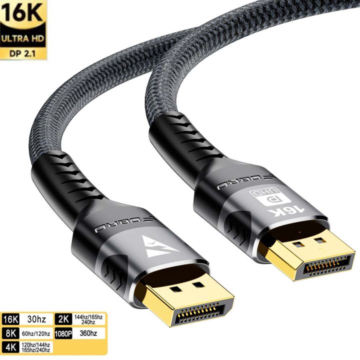 16K DP 2.1 8K@120Hz 4K@240Hz 80Gbps Video Audio Displayport Cable Display Port  Adapter for PS5 RTX 3080 Laptop PC TV