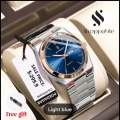 Pecolagar Quartz Men’s Stainless Steel Watch with Day & Date Display – Silver.