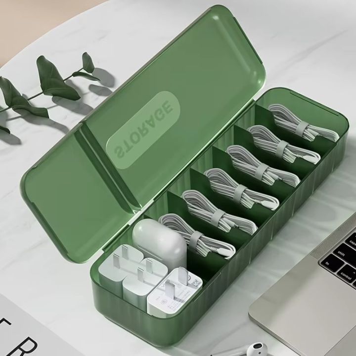 Cable Storage Box With 7 Compartments Organizer Charger Storage Box ...
