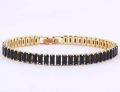 Luxury Baguette Cut Crystal Bracelet for Women - Elegant 18K Gold Plated Tennis Bracelet - Red, Black & Champagne Colors. 
