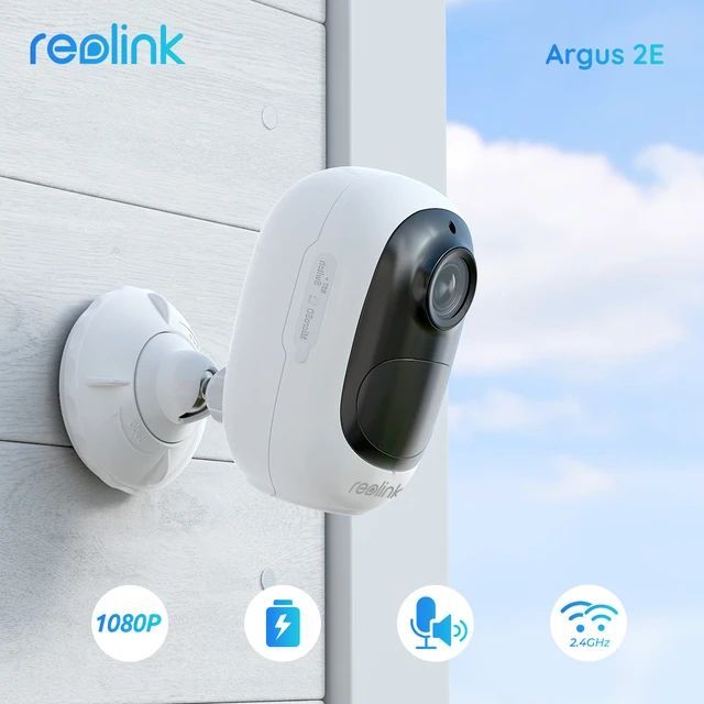 Reolink Argus 2E Solar-Powered WiFi Camera Outdoor 1080p Full HD PIR Motion Detection 2-Way Audio Wide Viewing Angle Google Home