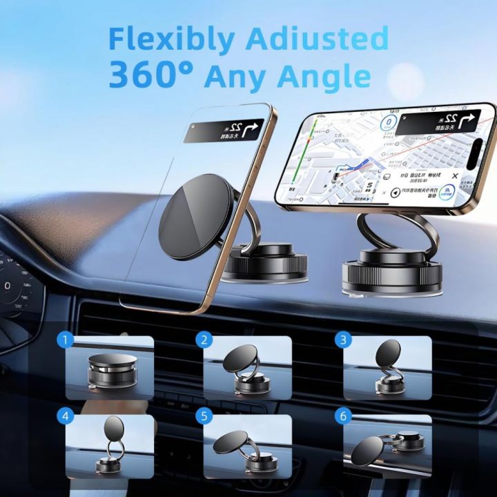 Magnetic Phone Holder Stand, for Suction Cup Phone MountAdjustable Swivel Lock, for Your Car/Gym/Mirror
