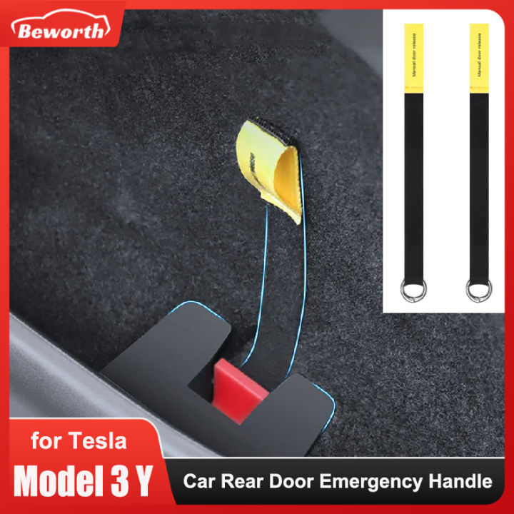 For Tesla New Model Y Juniper 2025-2020 Model 3 Highland Rear Door Emergencies Safety Pull Rope Emergency Handle Car Accessories