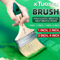 Wood Handle Paint Brush Natural Bristle Stiff Bristles for Oil Based Varnish Large Industrial Cleaning Brush Non Shedding. 