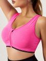 Fitness sports underwear large size front zipper sports chest breathless steel ring running vest yoga running sports underwear. 