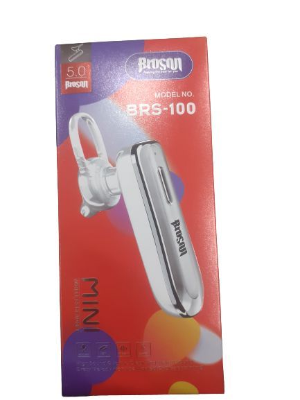 Broson BRS-100  Single Bluetooth  Wireless Earbud Rohs Orignal Single Wireless  Earbud With Mic Single Earbud Compitable With All Smartphones In Ear Single Wireless Earbud