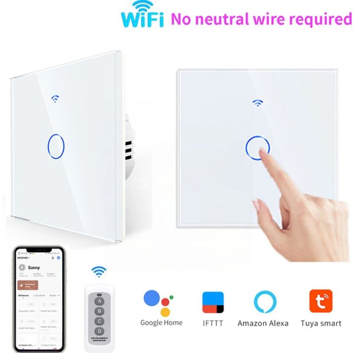Tuya Wifi Smart Wall Light Switch 1/2/3 Gang EU Touch Switch Rf433 Wireless Remote Control For Alexa Google Home Voice Control