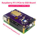 Raspberry Pi 5 PCIe to M.2 NVMe SSD Supports Gen2/3 Fit Size 2230 2242 2280 PCIE SSD Expansion Board For Pi5 RPi 5. 