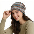 Bohemian Striped Hollow Out Knit Beanie Unisex Lightweight Breathable Mesh Slouch Hat for Summer. 