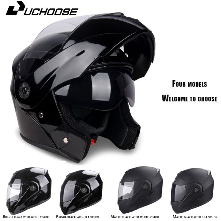 Uchoose DOT Certification Motorcycle Helmet Double Lens Cross Section Safety Helmet Modular Flip Helm Unisex Helmet With Visor