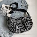 Tribal Style Shoulder Bag, Foldable Crossbody with Zipper Closure, Striped Pattern, Flag Theme Hand Washable Edge Painted Lining.